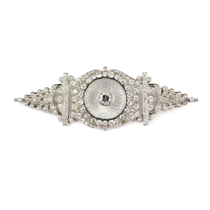 Early 20th century diamond and rock crystal brooch by Cartier, c.1915,